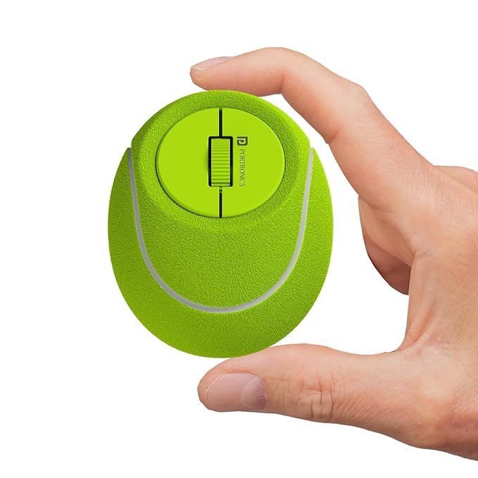 Portronics ToadPlay Tennis Mini Wireless Bluetooth Mouse with Dual Wireless Connectivity (BT + 2.4 GHz), Rechargeable Battery, Noise-Free Clicking, Multi-Device Pair, Adjust Sensitivity (Green)