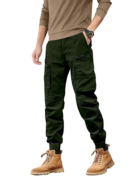 Leriya Fashion Men's Cargo Pants with Pockets | Cotton Joggers for Men | 6 Pocket Jeans Pant | Casual Trousers for Men | Comfortable Casual Workwear Joggers
