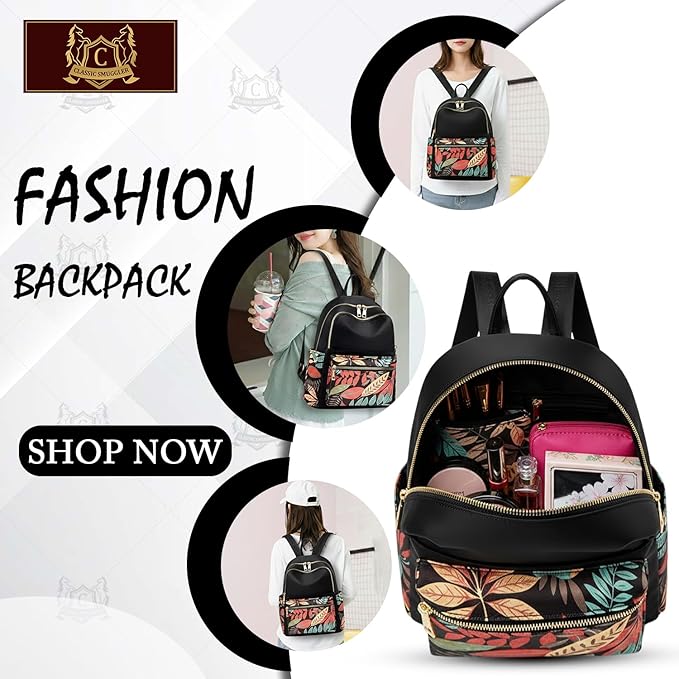 Ethnic Style Waterproof Oxford Backpack for Women & Girls | Fashion Travel Canvas Look Nylon Bag | Large Capacity Printed Laptop Backpack for College