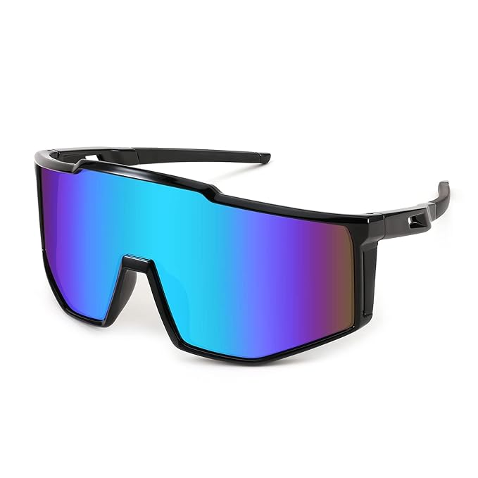Karsaer Sports Sunglasses Wraparound Glasses 80s Visor Shield Baseball Sunglasses for Youth Kids Teens B5095