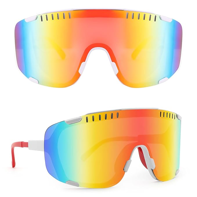 Karsaer Cycling Sports Sunglasses Windproof Goggles for MTB Running Beach Volleyball Baseball Large 80s Visor Shades B5078