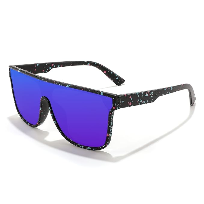 Karsaer Men Women Polarized Sunglasses, Flat Top Trendy Oversized Square Shades Sun Glasses UV400 E1227