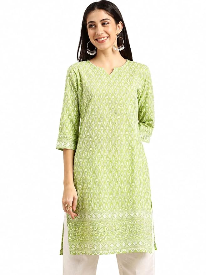 Amazon Brand - Tavasya Women Cotton Solid Straight Kurta