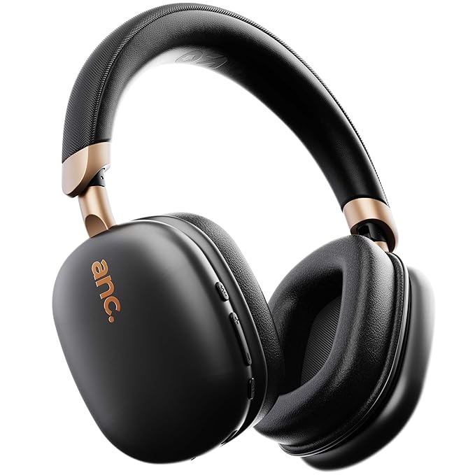 GOBOULT Fluid X Pro ANC Calling, 70Hrs Battery Life, 40mm Boosted Drivers, Foldable Design Bluetooth & Wired Headset (Jet Black)