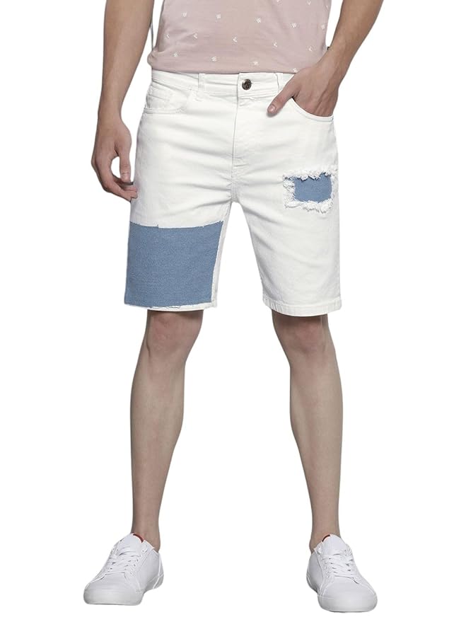 The Indian Garage Co Men Slim Fit Solid Mid-Rise Denim Shorts