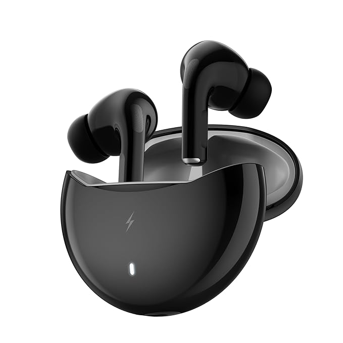 Fire-Boltt Aero TWS Earbuds Custom EQ, Wireless Bluetooth 5.4, Music & App Support, 50H Playtime, Fast Charging Case, 50ms Low Latency for Gaming, Touch Controls, IPX4 Waterproof, Clear Calls - Black