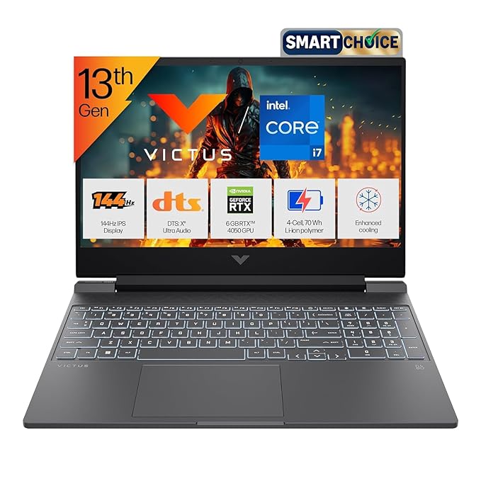 HP Smartchoice Victus, 13th Gen i7-13620H, 6GB RTX 4050, 16GB DDR4(Upgradeable) 512GB SSD, 144Hz, 300nits, 15.6''/39.6cm, Win11, Office24, Mica Silver, 2.3kg, fa2100tx, Xbox Gamepass* Gaming Laptop