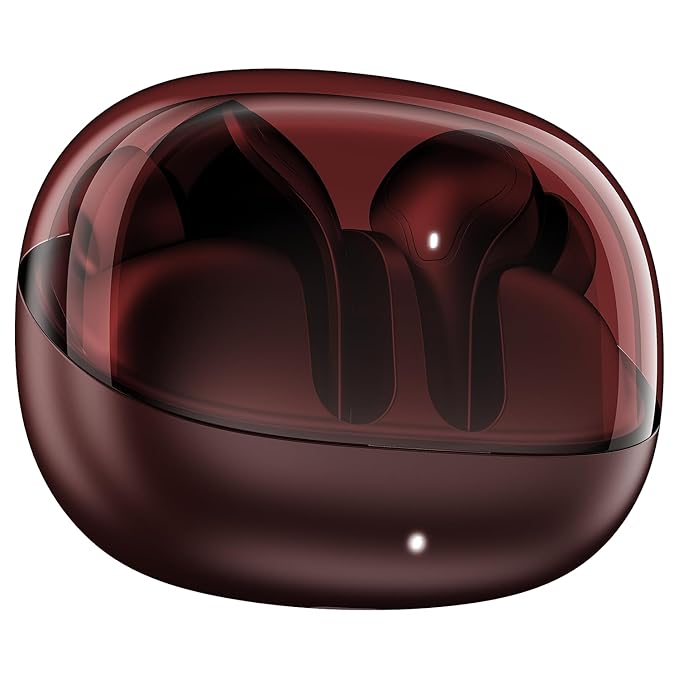 Boat Airdopes Plus 311, Glass Design, ENx Tech, Fast Charge, 50 Hrs Battery, Stream Ad Free Music via App Support Bluetooth Earbuds, TWS Ear Buds Wireless Earphones with mic (Crimson Red)