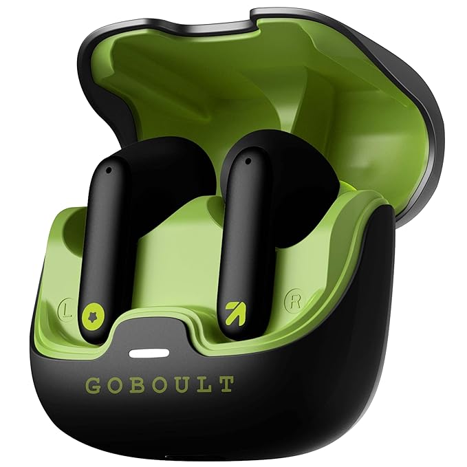GOBOULT Z40 True Wireless in Ear Earbuds with 60H Playtime, Zen™ ENC Mic, Low Latency Gaming, Type-C Fast Charging, Made in India, 10mm Rich Bass Drivers, IPX5, Ear Buds TWS (Black)