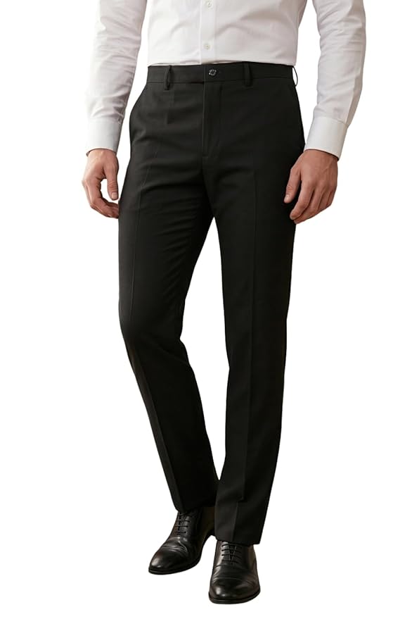 Louis Philippe Men's Regular Fit Everyday Smart Wear Comfort Stretch Work Ready Solid Formal Trouser