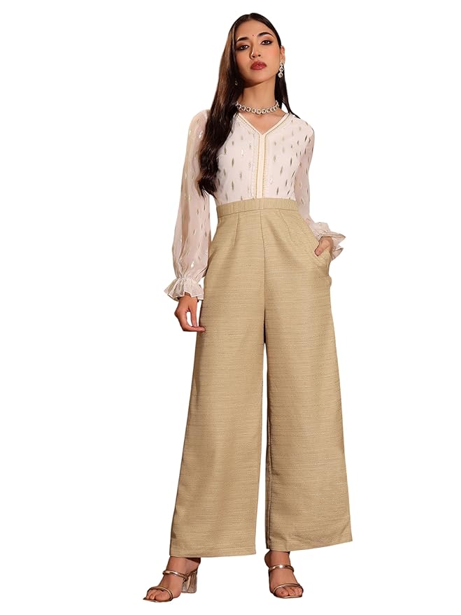 Miss Chase Women's Keyhole Neck Regular Sleeve Regular Length Jumpsuit with Pockets