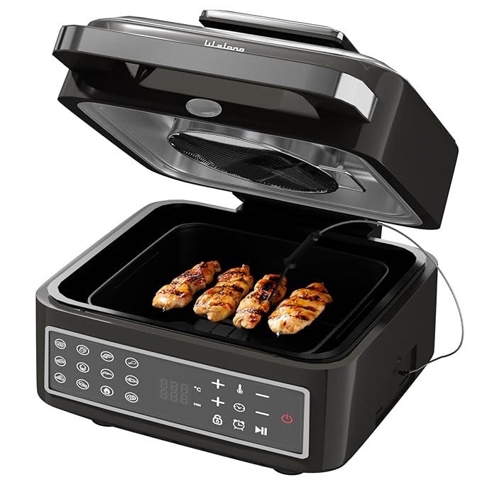 Lifelong 7 In 1 Digital Air Fryer For Barbecue,Roast,Bake,Grill,Fry,Saute,Reheat,12 Cooking Modes,Air Fryer Oven With LED Touch Screen,7 Ltr,1400 Watts,90% Less Oil Use,2 Year Warranty,Black