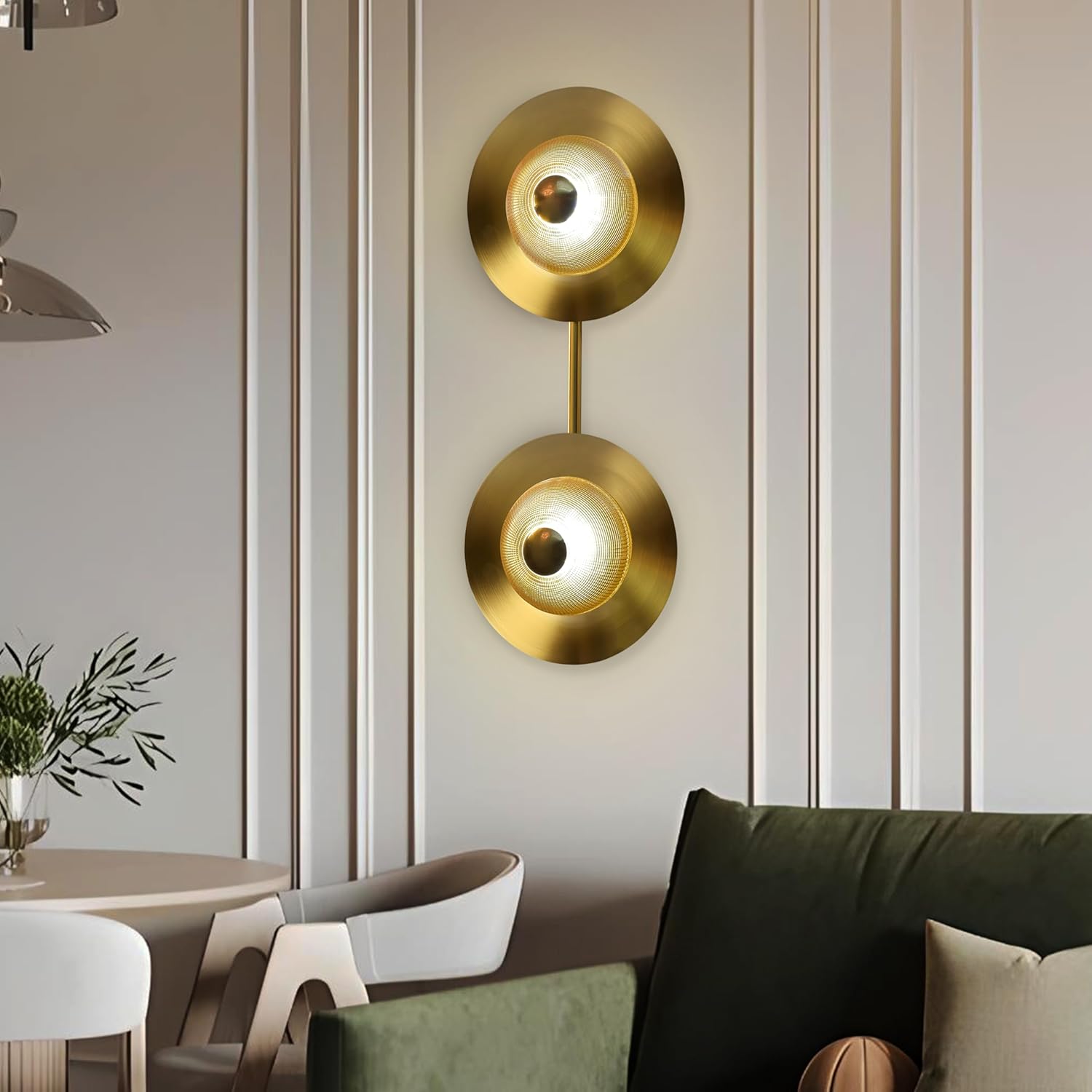 Smartway Ellis 12W Gold Modern LED Wall Lamp | 3 Light Modes (Warm, Natural & Cool White) | Decorative Wall Mount Light for Living Room, Bedroom & Bedside Home Décor