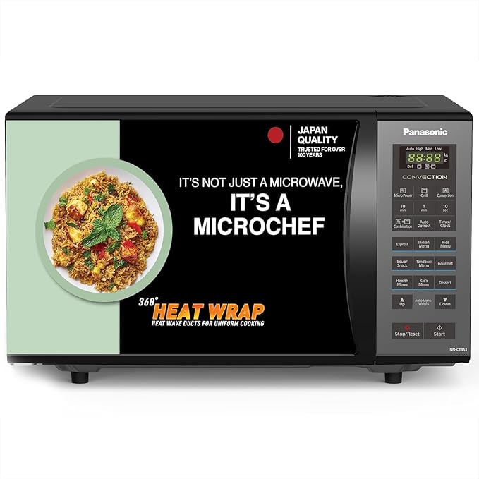 Panasonic 23L Convection Microwave Oven(NN-CT353BFDG,Black Mirror, 360° Heat Wrap)