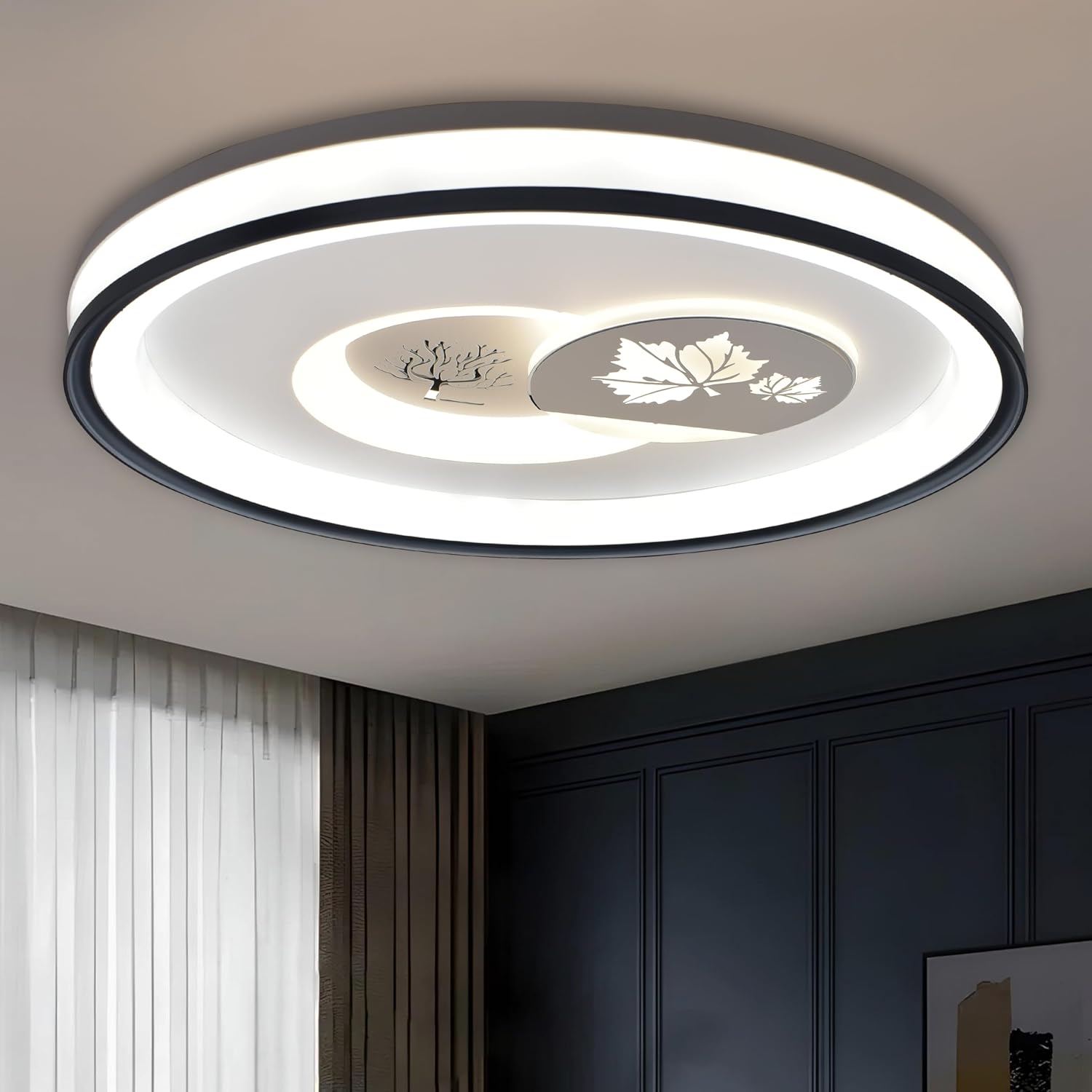 Smartway Round Florety 90W Modern Wall Lamp/Chandelier/Pendant | 3 Light Modes | Height Adjustable LED Decorative Light for Living Room, Bedroom, Dining & Office | 1-Year Warranty