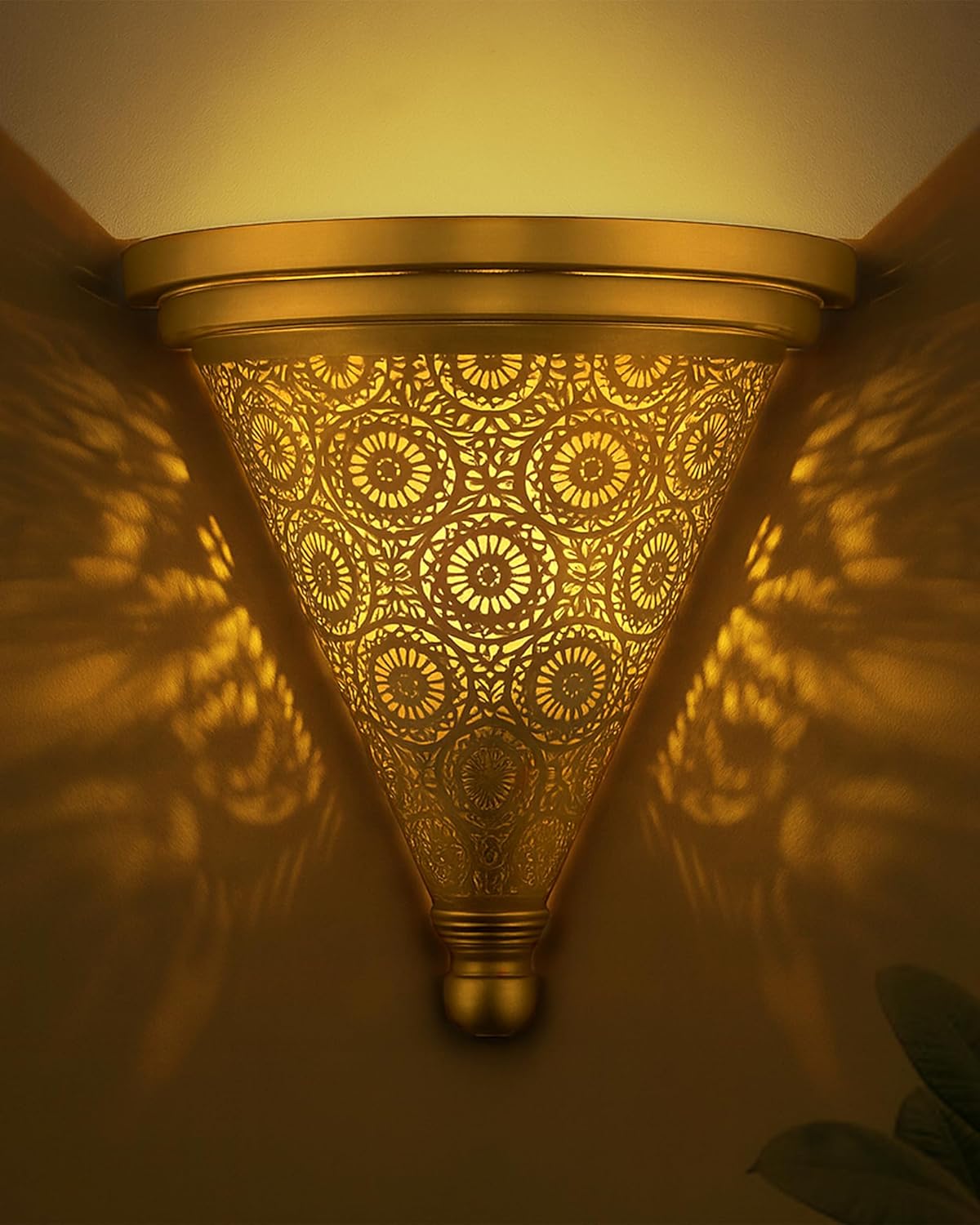 Homesake®Moroccan Wall Trophy Concentric Circles Light Shades, Engraved Wall Sconce Light, Antique Handmade, Brass