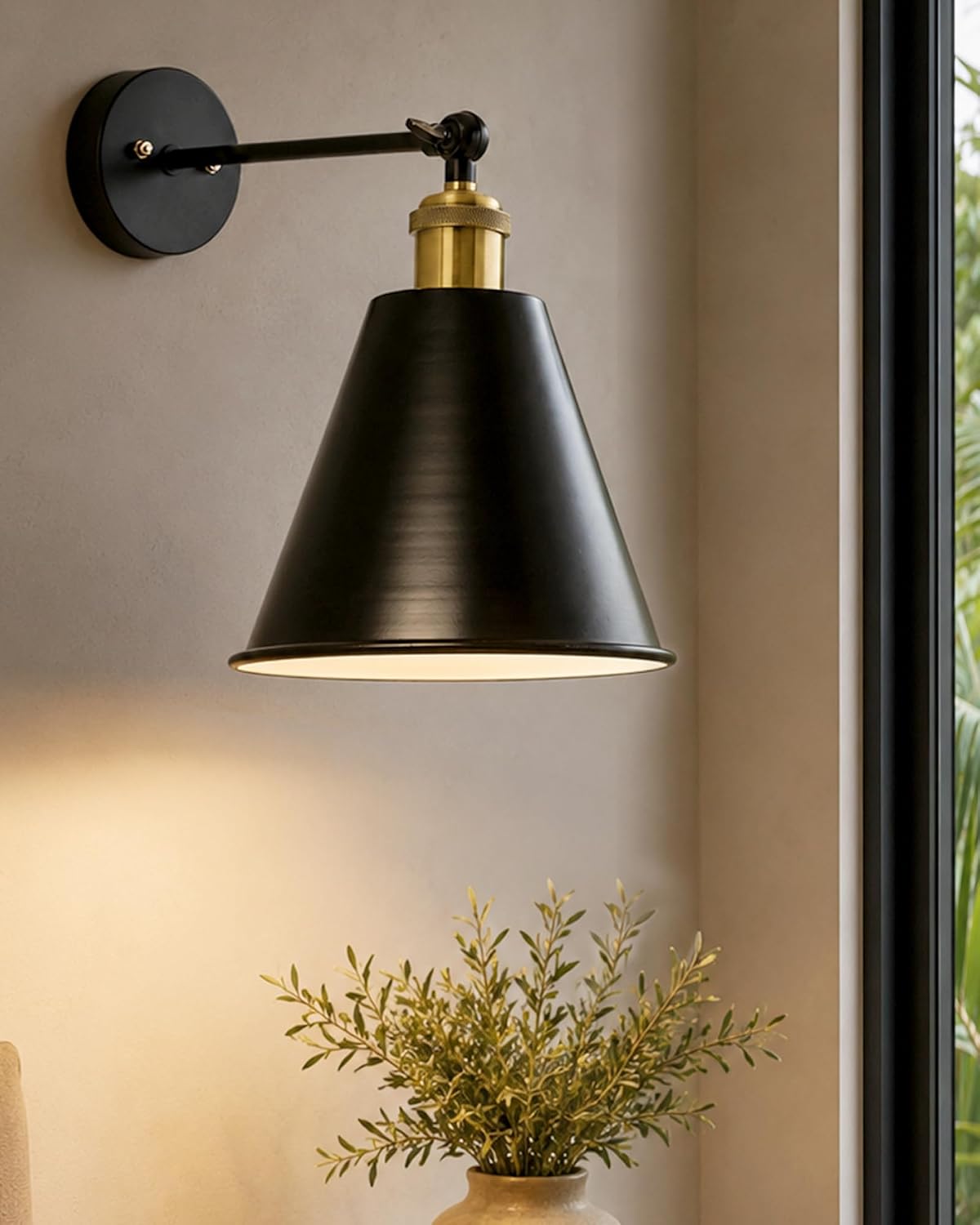 Homesake® Edison Wall Black, Gaurd Shade Lamp, Vintage Industrial Loft, E27 Holder, Decorative, Black Swing Wall Light (Antique Gold)