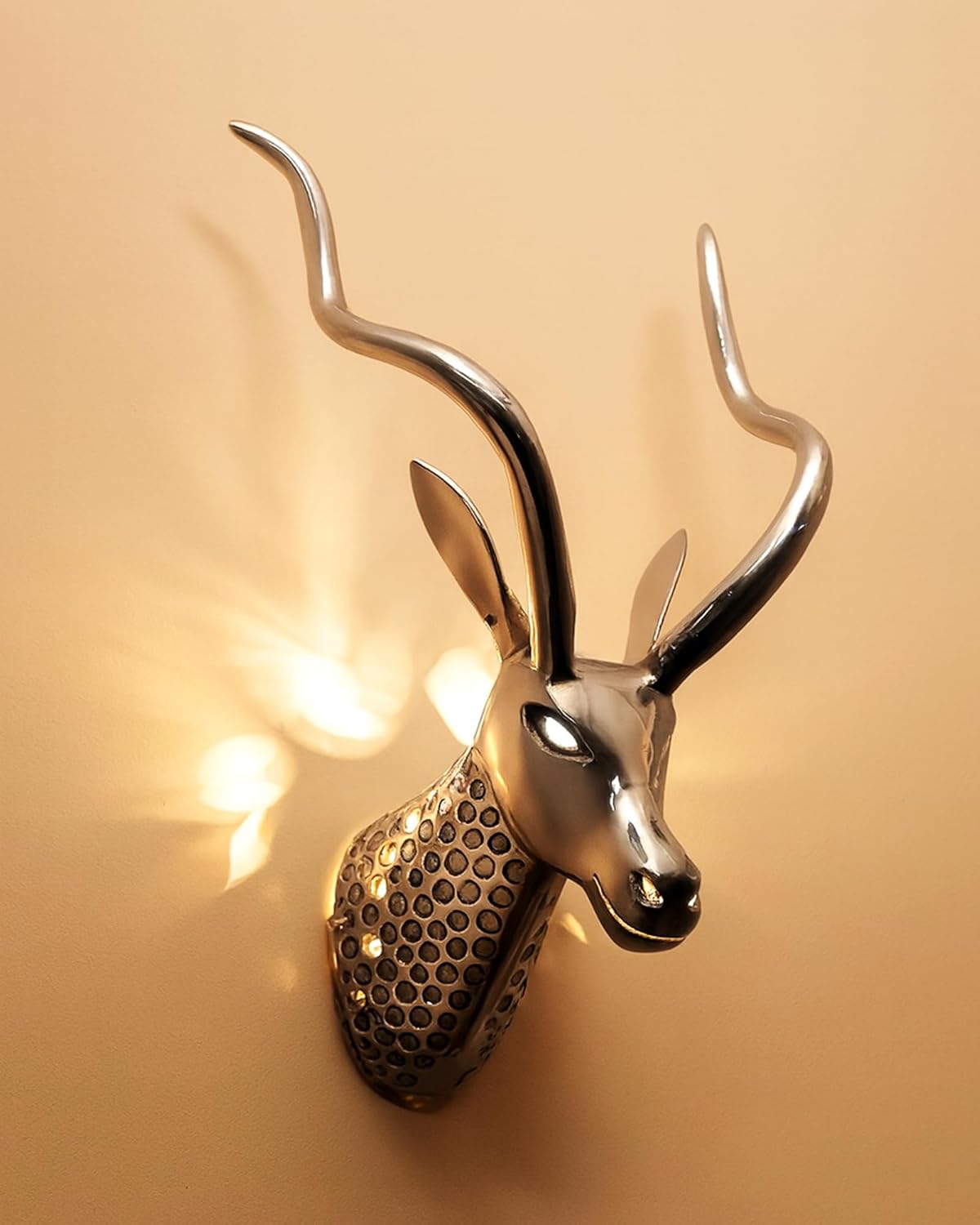 Homesake Metal Antique Trophy Deer Head Wall Decor Lamp Light (Silver)…