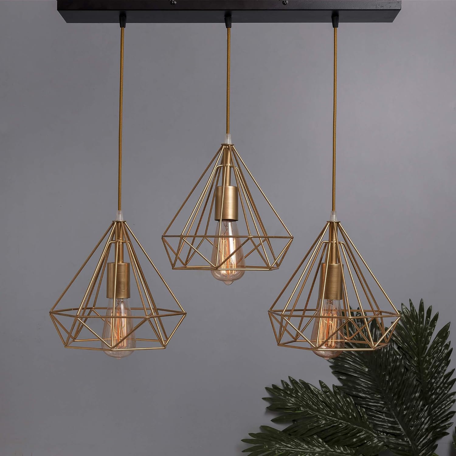 Homesake Hanging Light, Linear Diamond Cluster, Ceiling Lights for Home Decoration, Pendant Light, Home Decor Items for Living Room, Chandelier for Living Room Modern, Balcony Decor - Golden