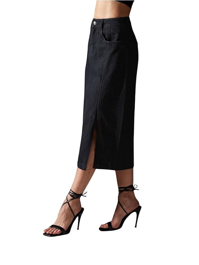 Miss Chase Women's Straight High Rise Mini Denim Skirt