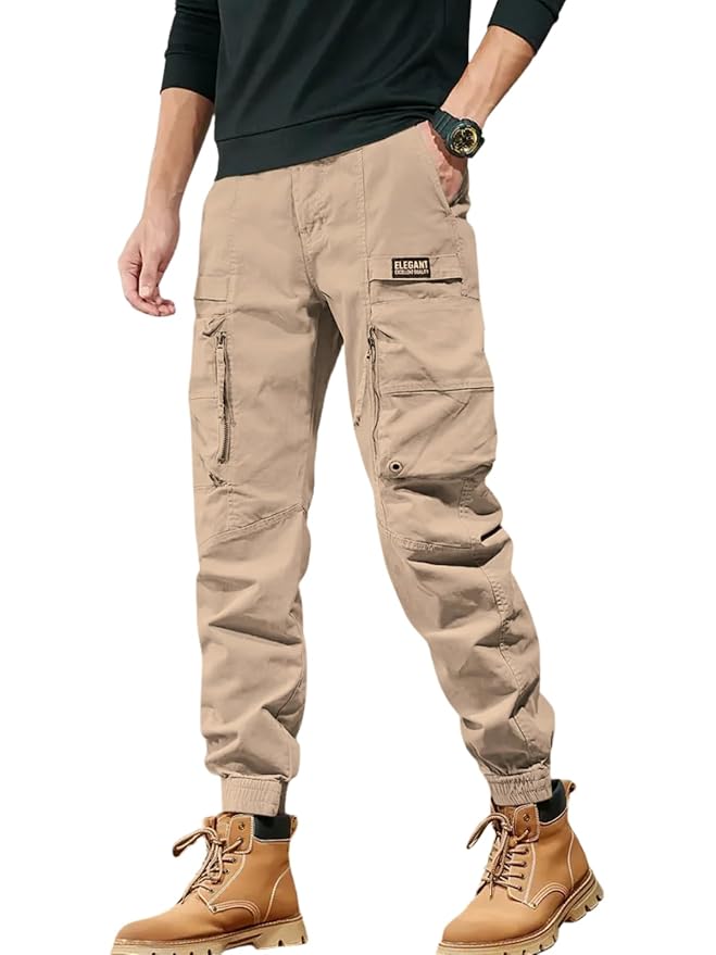 Leriya Fashion Men's Cargo Pants with Pockets | Cotton Joggers for Men | 6 Pocket Jeans Pant | Casual Trousers for Men | Comfortable Casual Workwear Joggers