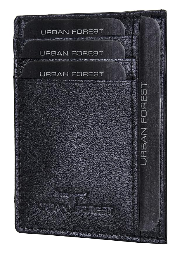 URBAN FOREST Chris Black Leather Card Case for Men