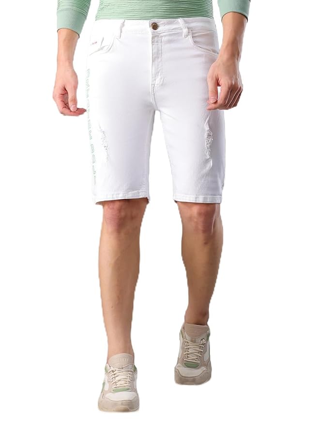 The Indian Garage Co Men Slim Fit Solid Mid-Rise Denim Shorts