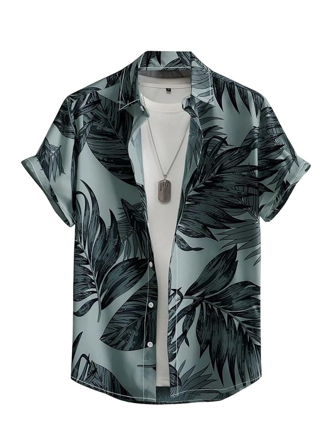 Leriya Fashion Men’s Tropical Hawaiian Button Down Shirt | Regular Fit Soft Rayon Short Sleeve Casual Beach Shirt with Floral Print|Summer Holiday Resort Outfit