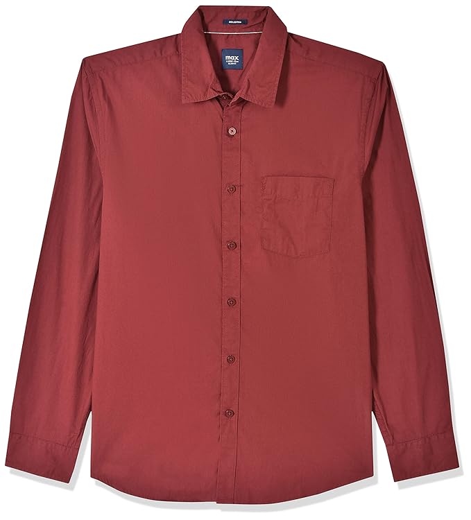 Max Men's Cotton Regular Fit Solid Full Sleeves Casual Shirt