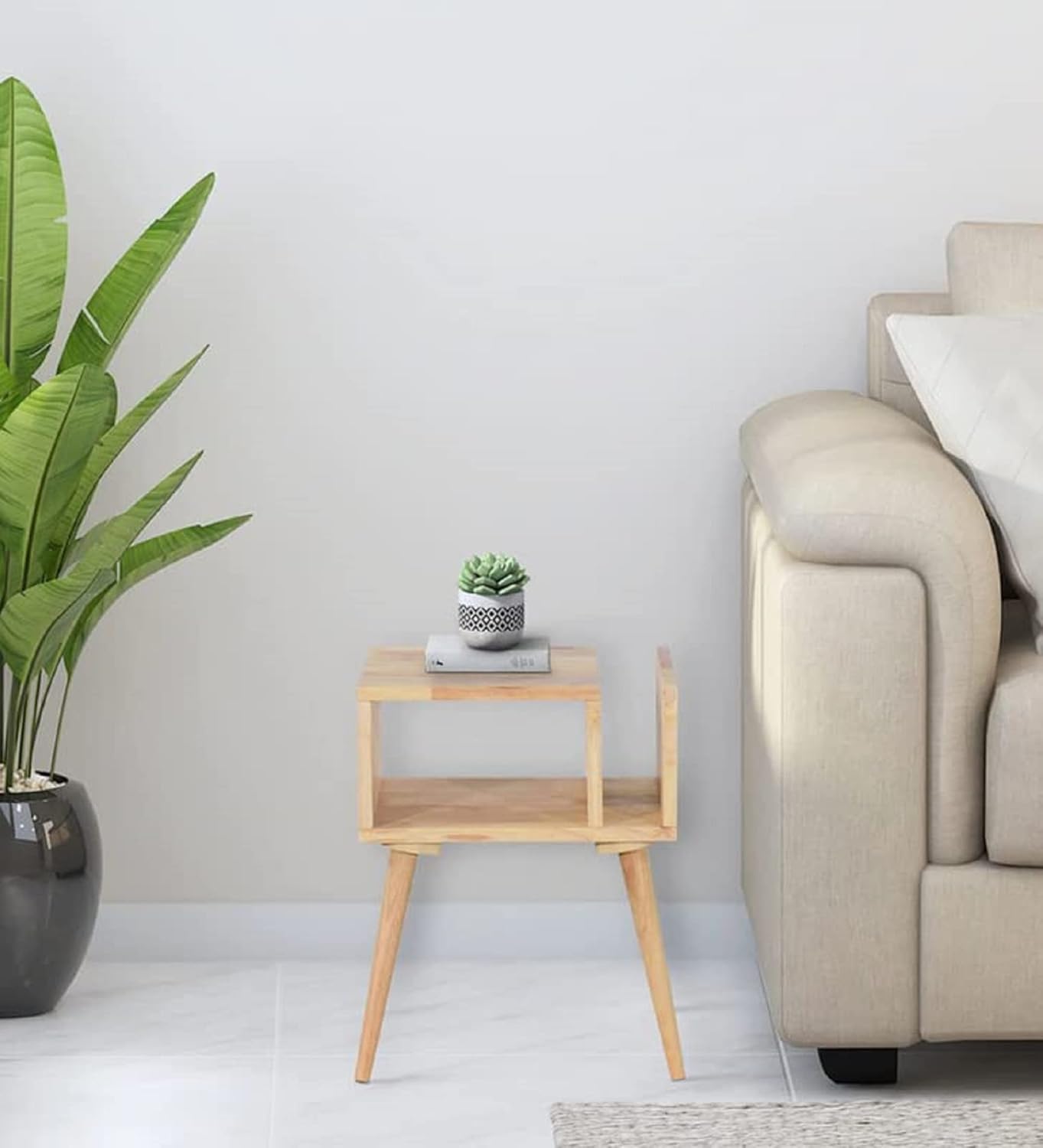 Atlas Solid Wood END Table for Living Room and Bed Room| Premium Design Side Table for Home | Natural Finish, Solid Mango Wood | Ideal for Home Decor