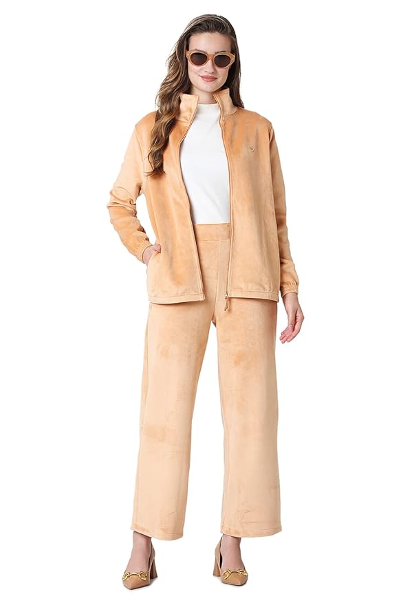 Van Heusen Women's Wide Leg Fit High Rise Athleisure Zipper Pocket Wide Leg Velour Pants - High Waist, Soft Touch