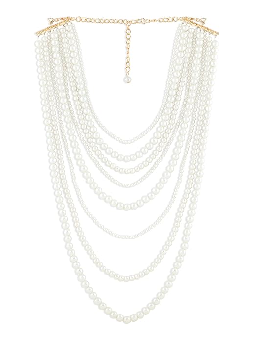 ZAVERI PEARLS Gold Tone Fusion Wear MultiLayered Pearls Necklace For Women-ZPFK10428