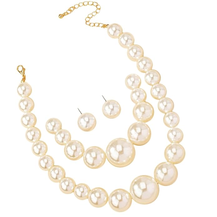 Shining Diva Latest Stylish Design Pearl Bracelet Earrings Combo Necklace Jewellery Set for Women