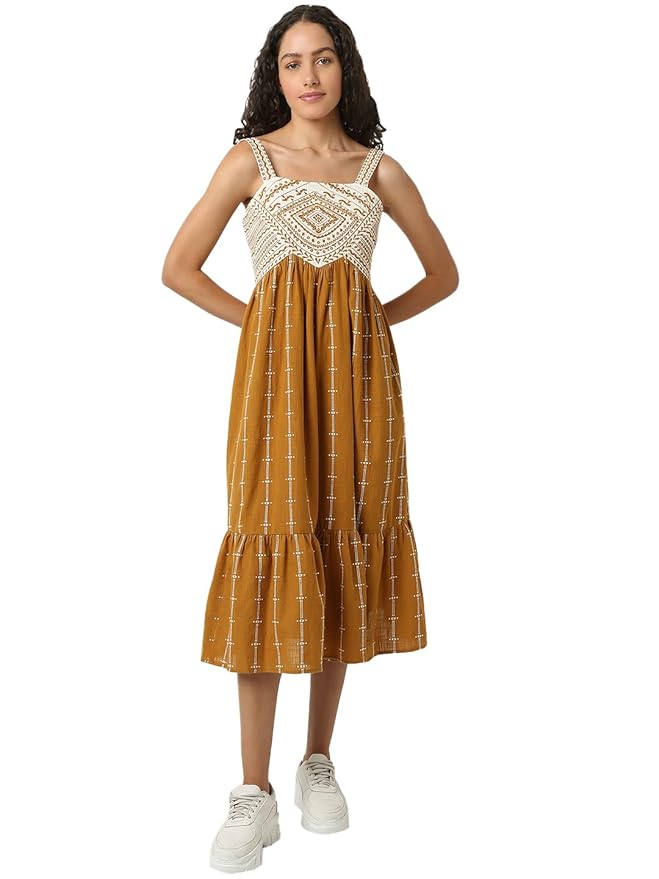 VERO Moda Midi Fit and Flare Dress for Women