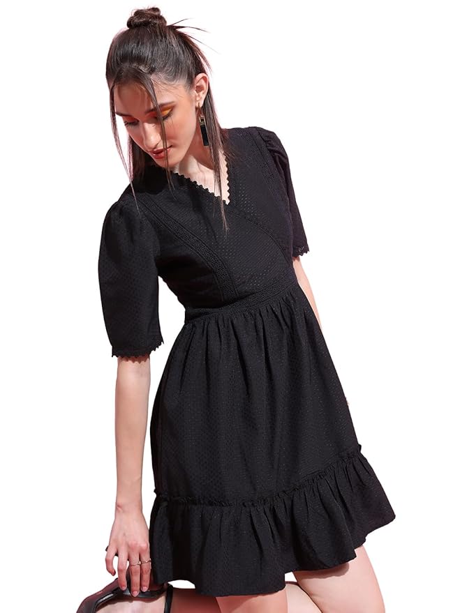 Tokyo Talkies Women A-line Black Mini/Short Dress