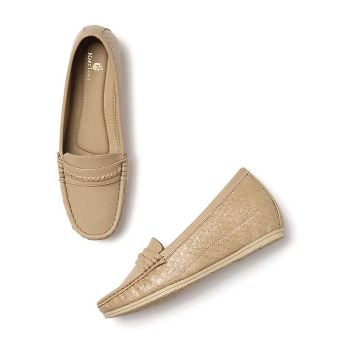 Marc Loire Women Comfortable Wedge Textured Loafers Shoes; Casual & Formal Footwear