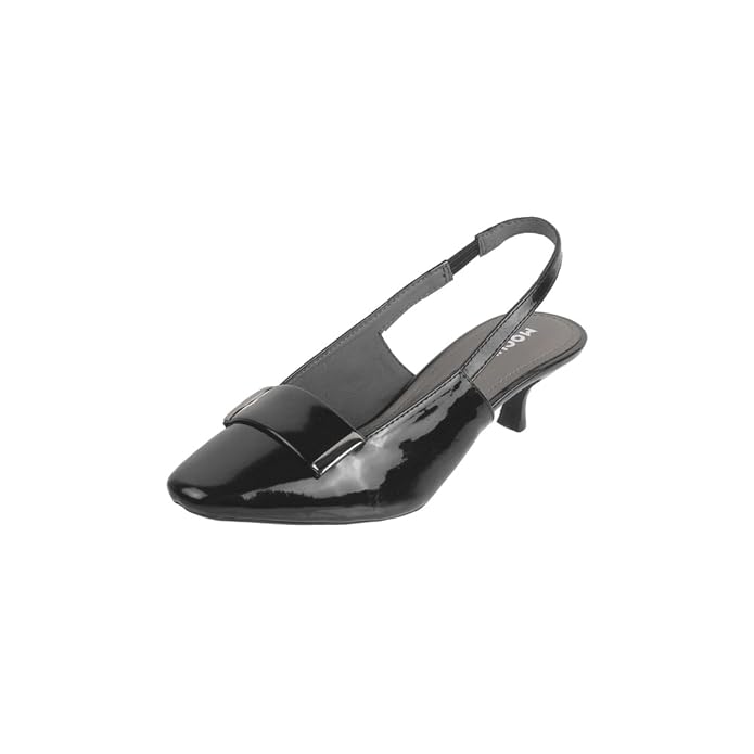 Mochi Women Patent Leather Slingback Kitten Heel Pump Shoes