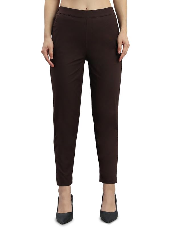 GO COLORS Solid Tapered Fit Chino Pants for Women |Mid Rise, Side Pocket