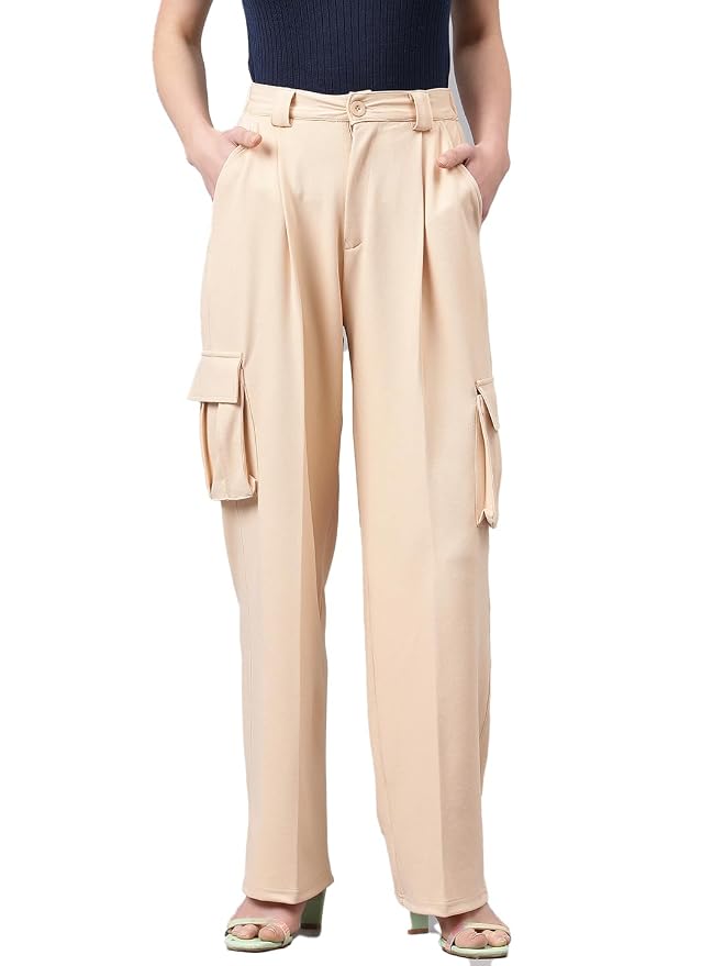 KOTTY Women's High Waist Pleated Wide Leg Trousers