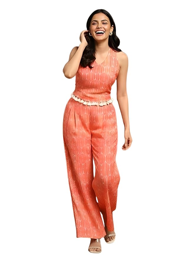 Leriya Fashion Co Ord Set for Women Stylish | Jumpsuit for Women Stylish | Summer Sleeveless Halter Neck Boho Dress for Woman | Casual Summer Western Dress | Sleeveless Cord Set for Beach & Vacation