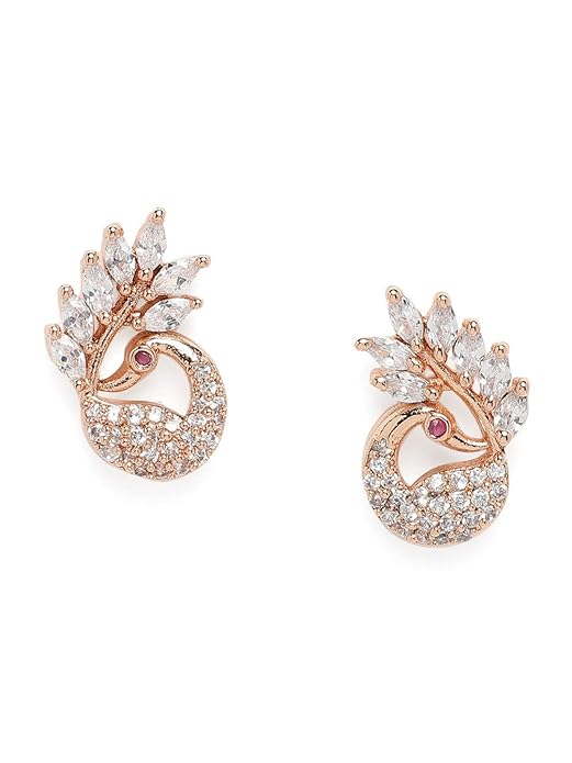 ZAVERI PEARLS Stud Earrings for Women (Golden) (ZPFK9777)