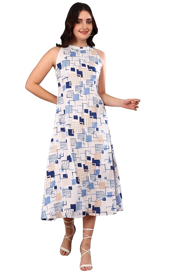 Yash Gallery Women’s Printed Dress | Elegant Sleeveless Short Dress for Western Casual Comfortable Everyday Wear Outfit for Women