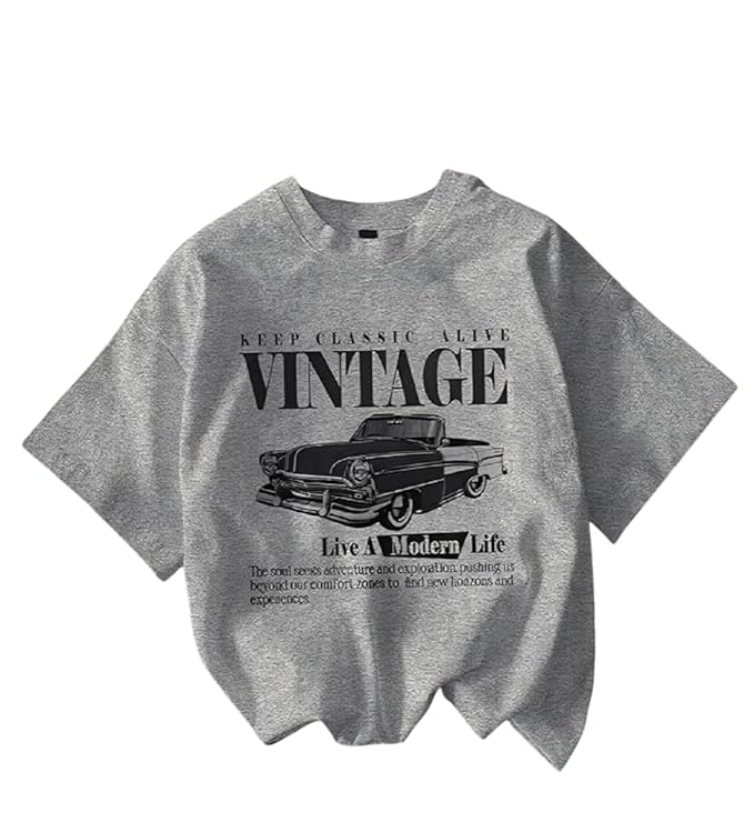 Jawdrobe Cotton Blend Oversized Fit Half Sleeve Printed Round Neck T-Shirt for Women | Aesthetic Summer Wear