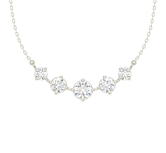 Clara 925 Sterling Silver 5 Stone Pendant Earring Chain Jewellery Set | Platinum Plated, Swiss Zirconia | Gift for Women & Girls